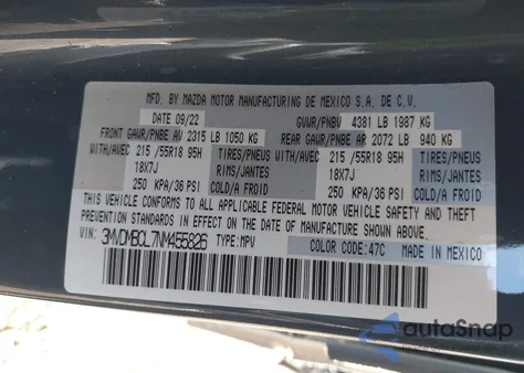 2022 Mazda Cx-30 Carbon Edition from USA, damaged, VIN 3MVDMBCL7NM455826